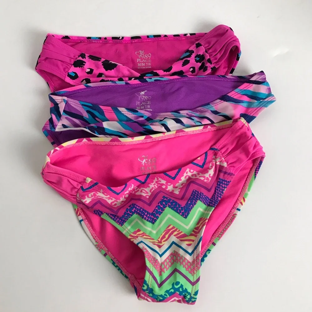 Justice Y2K Floral Geometric Tankini Bikini Set Lot of 3 Girls Size 7/8 Beach